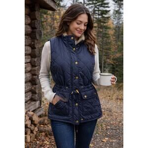 Cambridge Dry Goods Navy Quilted Utility Vest Outdoor Cabin Large